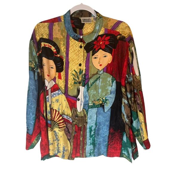 Chico's Design Vintage Silk Blouse- Geisha - Picture 1 of 4